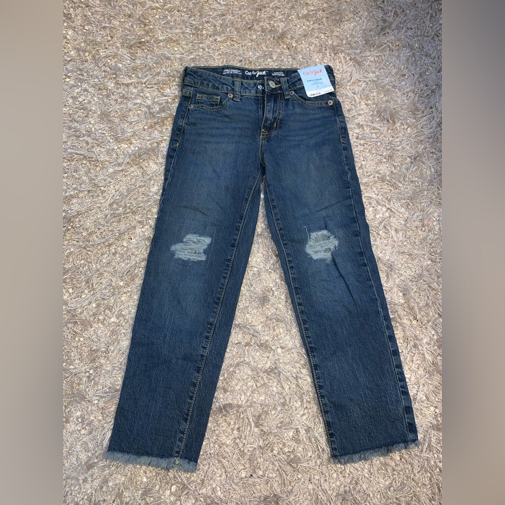 Cat & Jack Kid’s Stretch Ankle Straight Jeans Adjustable Waist High Rise sz8 NWT